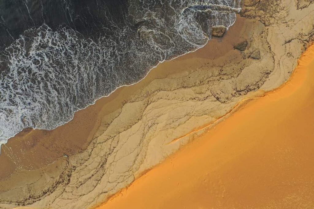 Bird's eye view of the Atlantic coast in Banc d'Arguin, Mauritania