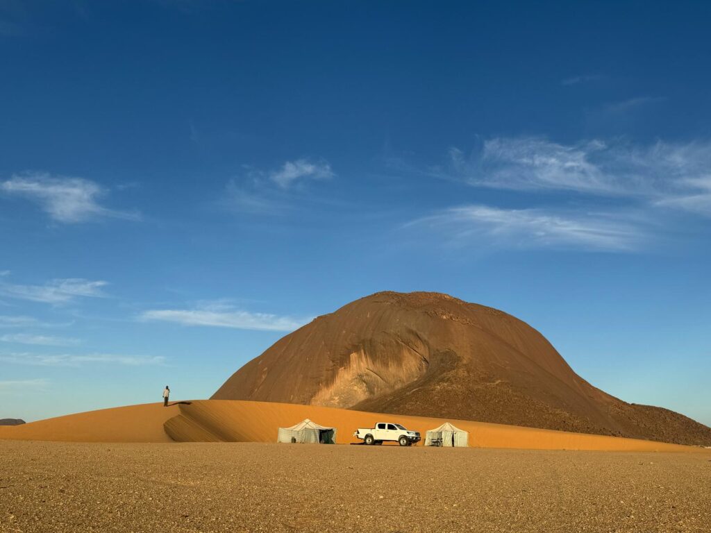 A campsite sits at the base of Ben Amera