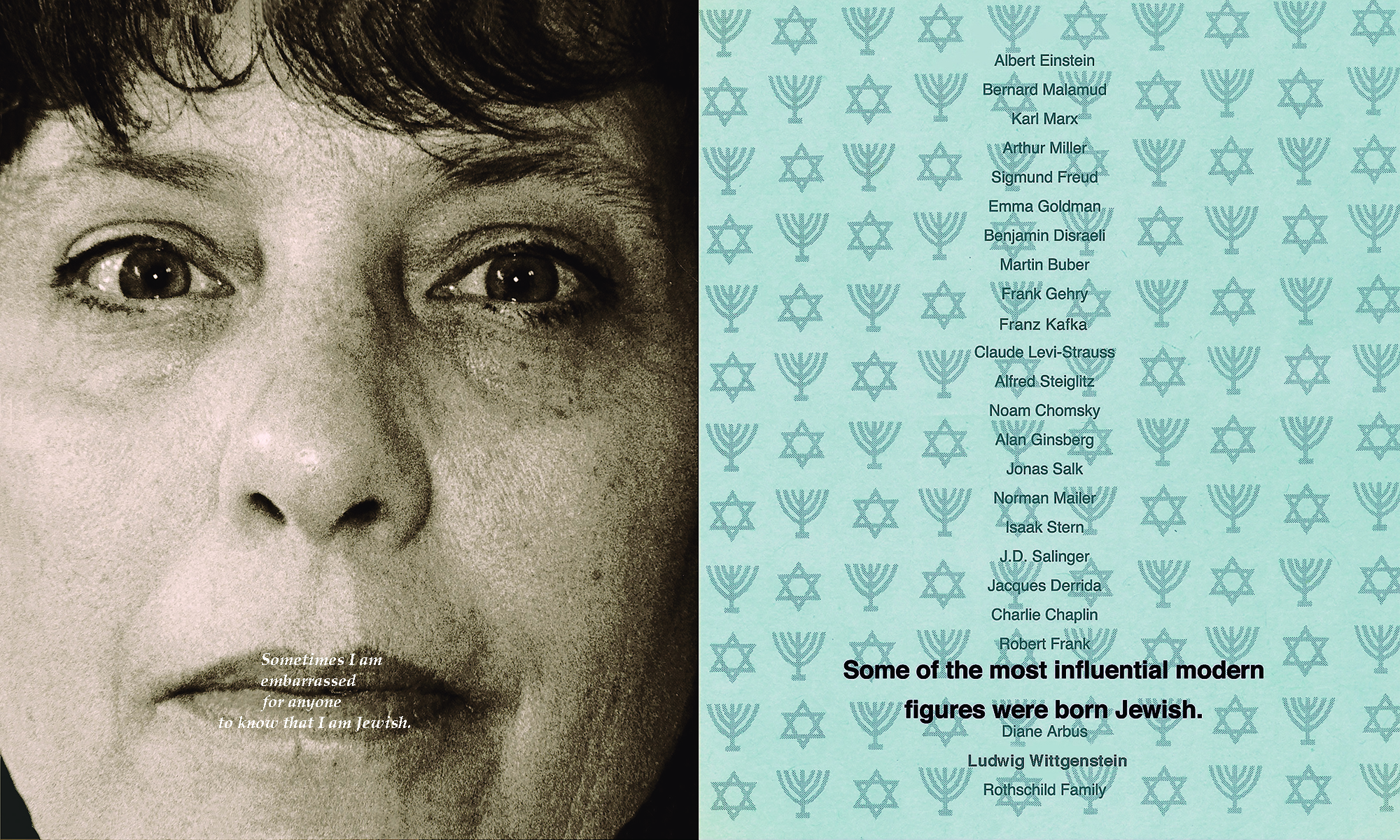 Inside pages, Confessions of a Jew showing a list of influencial Jewish people in history