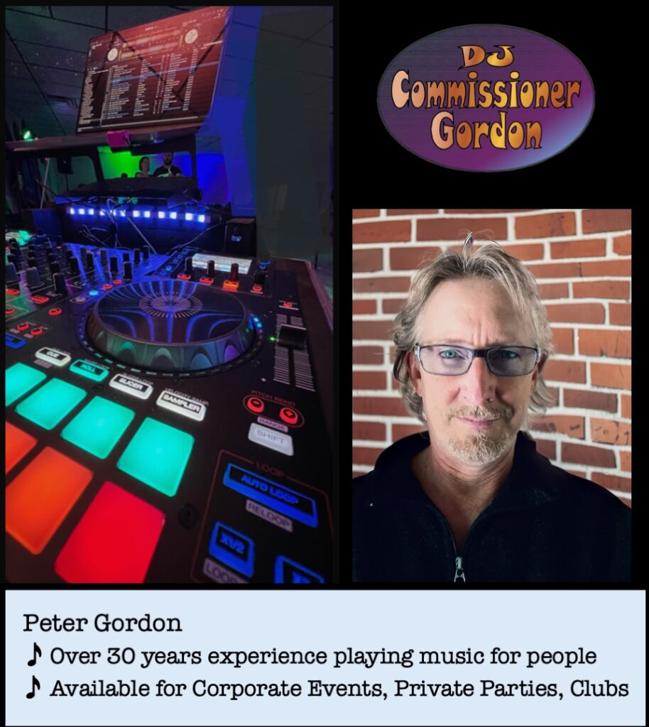 DJ Commissioner Gordon (Peter) plays on January 12, 2025 at Sweeney Post & Shivers line dance instruction by Robin Simard