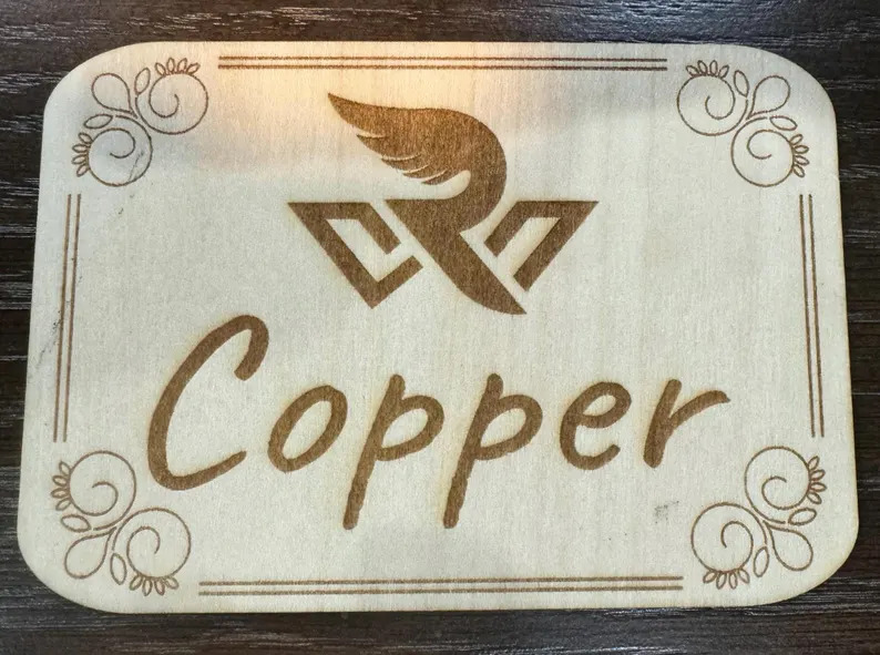 Barn stall nameplate, Copper.