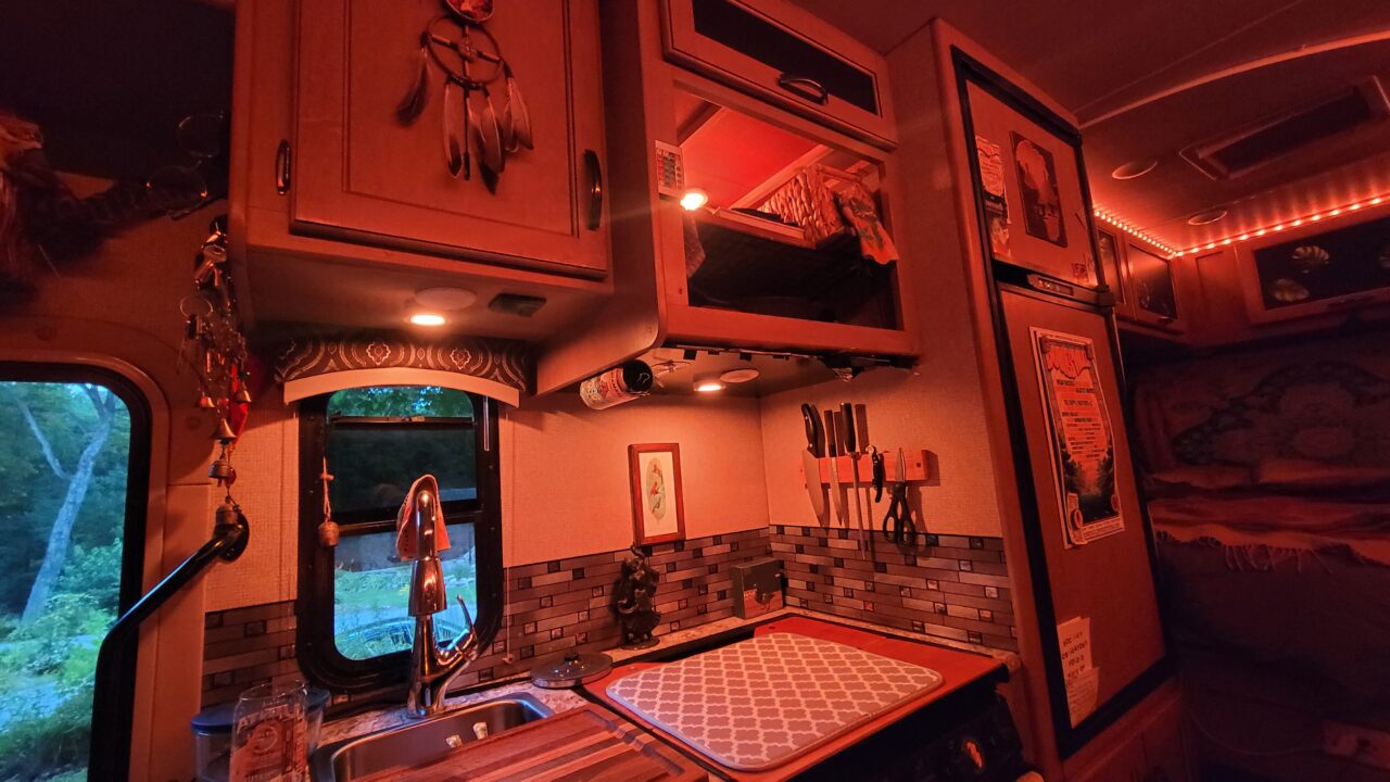 Clover's interior kitchen lights