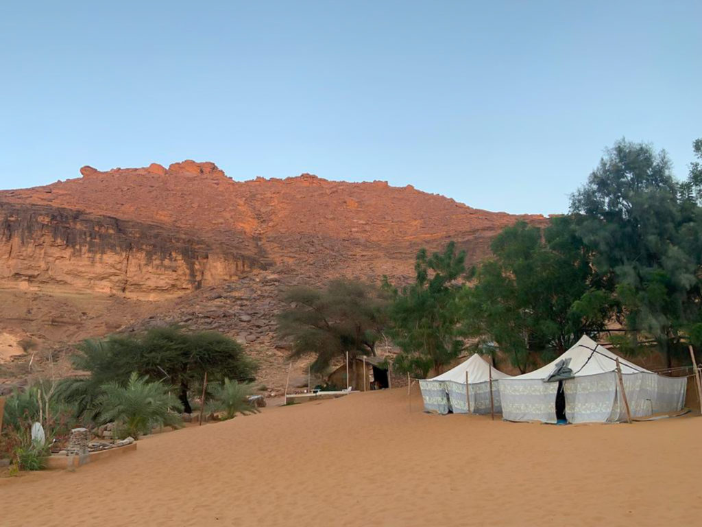 Desert oasis encampment